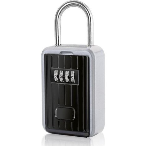 (Black) Wall Mounted Secure Key Box with 4 Digit Digital Code, Extra Large Lock Box Outdoor Key Safe with Handle