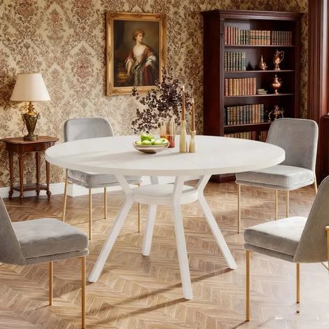Runder Esstisch, 120×75cm, moderner runder Tisch, Küchentisch, perfekter skandinavischer Retro-Stil (Weiß)