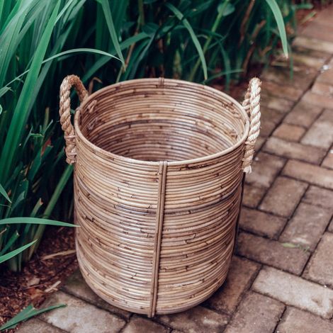 Panier à linge rond en rotin naturel, panier de rangement pour jouets et plantes, 35 ou 40 cm - PANGIVO