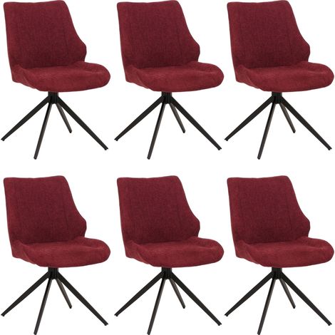 Set 6 sedie sala pranzo HHG-026, posizionamento automatico girevole, tessuto ciniglia (320g/m²) Oeko-Tex, bordeaux
