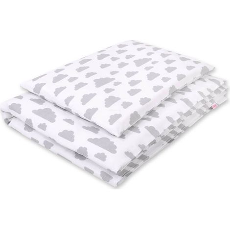 Set di biancheria da letto per bambini in cotone, 2 pezzi, 135x100 cm, nuvole grigie (1/4)