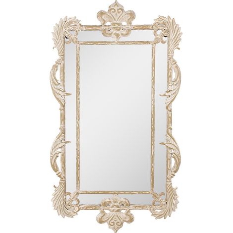 Miroir mural décoratif style bohème en bois MDF beige avec motif floral 45 x 3 x 81 cm - PANGIVO (1/3)