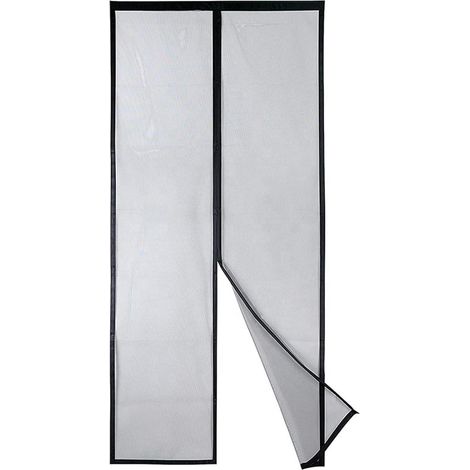 Magnetic Fly Screen Durable Screen Door, Anti-Tear Insect Door Mesh, Patio Balcony Door, Mesh Net, Anti Mosquito Door Screen Mesh, Ventilation (90 x 210 cm, Black-Mid) (1/5)