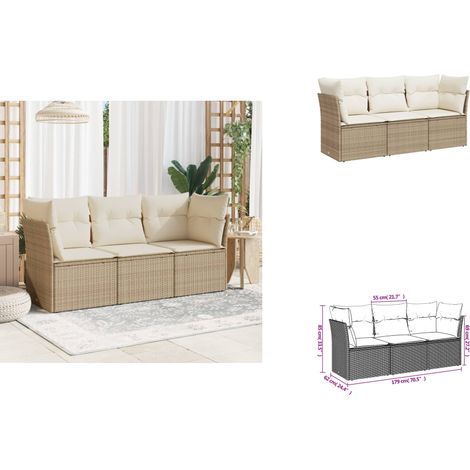 Salon de jardin avec coussins 3 pcs beige résine tressée - Salon De Jardin - Mobilier De Jardin - Salon Extérieur - Ensemble De Canapés - Canapé D'extérieur (1/3)