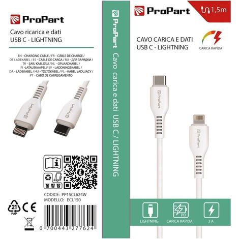 Cavo Lightning - Usb Tipo-C Pp15Cl624W (Ecl150) 1.5Mt Bianco