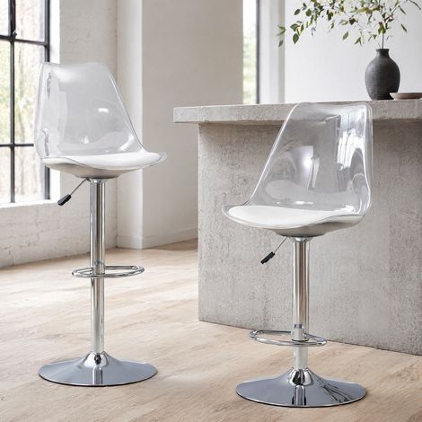 Verstellbare Barhocker 2er-Set, transparent, drehbar, silber HAVRYA (1/5)