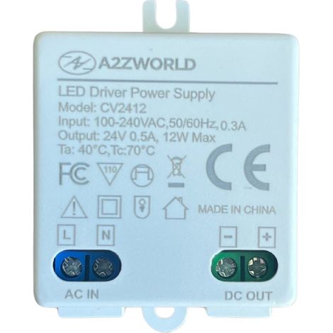 Mini Alimentatore Trasformatore 24V 12W 0,5A Per Striscia Led 45X40X20mm
