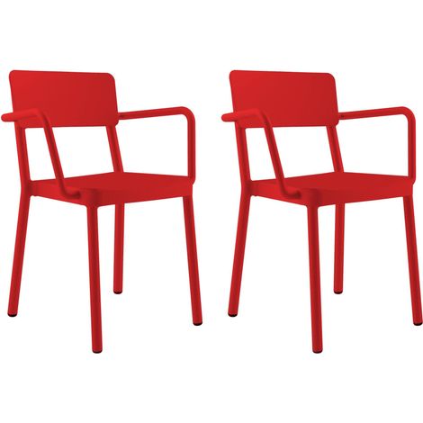 Set 2 sillas con brazos interior, exterior rojo LISBOA Resol