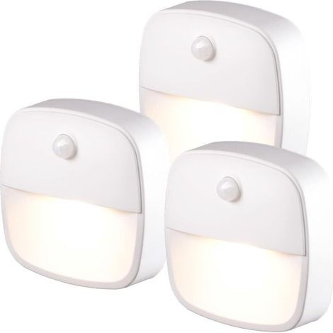Indoor light with motion sensor, set of 3 LED night lights, stair lights for hallway, bedroom, closet, warm white (1/4)