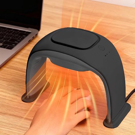 Radiateur soufflant à économie d'énergie, tapis de table chauffant pliable, chauffe-main pour bureau, thermostat, température réglable, chauffage électrique, cadeau pour Noël, noir (1/5)