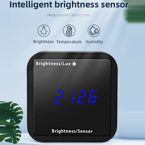 Tuya WLAN-intelligenter Lichtdetektor mit Temperatur- und Feuchtigkeitssensor, LED-Anzeige, unterstützt App-Steuerung, Smart-Home-Anbindung und ist mit Alexa kompatibel. (1/5)