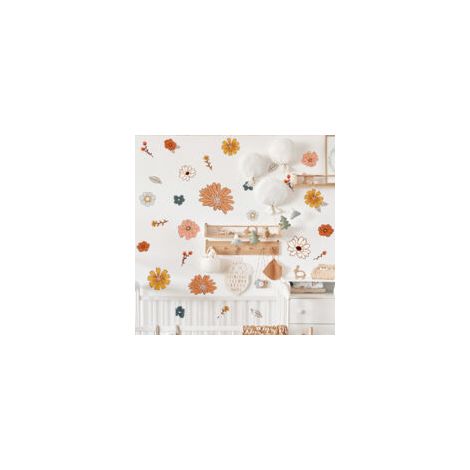 Selbstklebende Wandsticker  Frühlingspflanzen orange-gelb  Dekorative Wandsticker für Wohnzimmer, Schlafzimmer, Badezimmer, Küche, Kinderzimmer - Crezuo