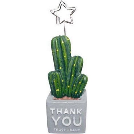 Porte-cartes photo en résine avec trombone et motif cactus, décoration pour bureau à domicile ou au bureau (1/5)