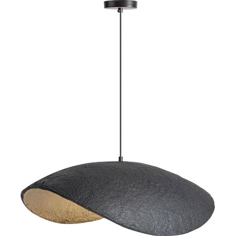 Lustre contemporain en fer noir finition sablée design élégant - Noir finition sablée élégante (1/5)