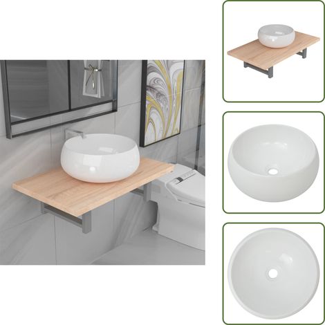 vidaXL Meuble de salle de bain en deux pièces Céramique Chêne
