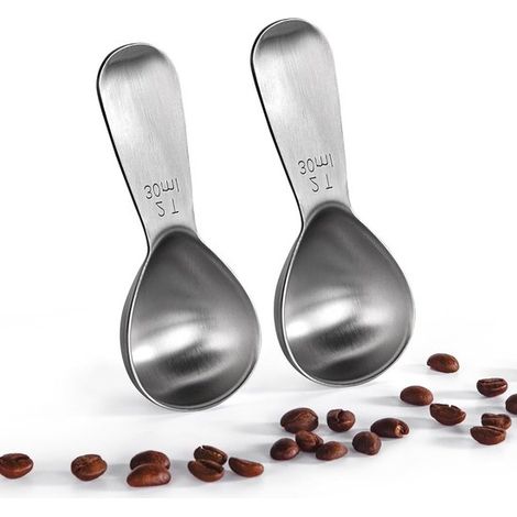 Set di 2 cucchiaini da caffè in acciaio inox da 30 ml - Perfetti per caffè macinato, in grani e in polvere. (1/5)