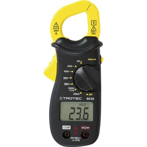 Trotec – Pince ampèremétrique BE38 – Affichage LCD 3 1/2 chiffres – Mesure courant AC jusqu'à 400A – CAT III 300V – Test de continuité acoustique