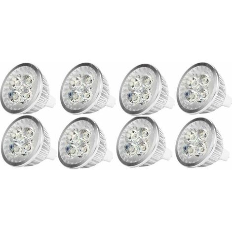 Ampoule LED MR16 4Watt Ampoule spot LED 12V 4W culot MR16 GU5.3, utilisée pour l'éclairage paysager, équivalent à une lampe halogène de 50 watts, blanc froid, 8 packs (1/4)