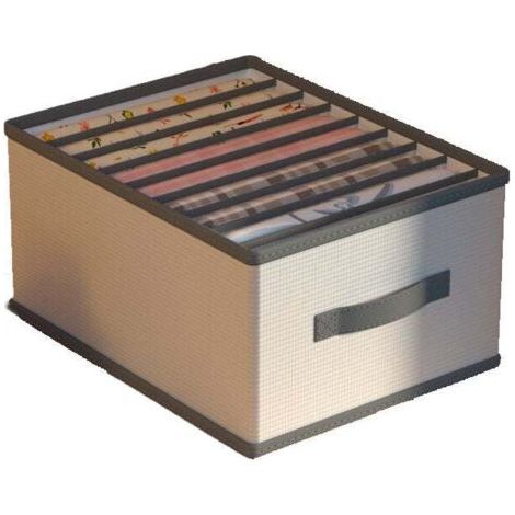 Panier de rangement pliable, boîte de rangement pour vêtements, organisateur de vêtements, grande taille 9 compartiments, gris beige (1/5)