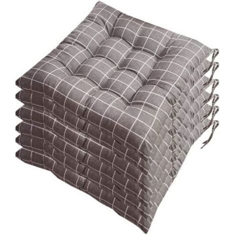 Lotto di 6 tortini Sedia 40x40 Cuscino, Cuscino decorativo Cuscino Cuscini per sedie da Giardino 12 cuciture di Un modello diverso, Poliestere (1/5)