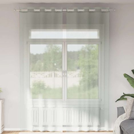 Voile Vorhänge mit Ösen 2 Stk. Hellgrau 140x300 cm