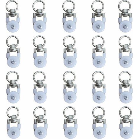 20pcs Rouleaux de Rail de Rideaux,Rouleaux de Rail,Rouleaux de Tringle à Rideaux GlissièRes,Poulie Silencieuse,Rail de Rideaux FenêTre Double Rail Rouleau,pour Rails de Rideau de Windows