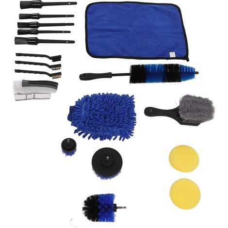 18-teiliges Autopflegeset: Reifenbürsten, Waschhandschuhe, Wachspads, Felgenreiniger, Auspuffreparaturset, Lackierset, A (1/5)