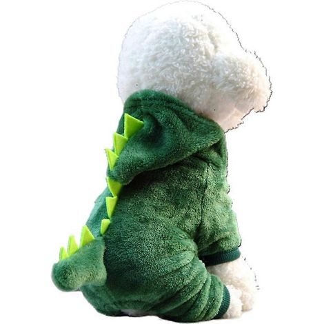 Amusant costume de dinosaure pour chien, tenue d'hiver chaude et cosplay amusant pour petit chien, taille S.