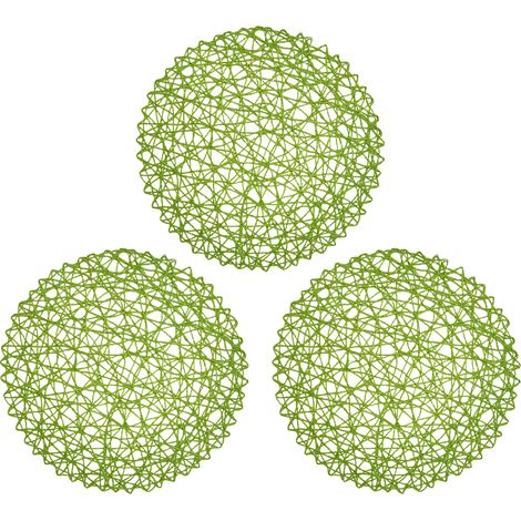 Begine Platzset, 3er-Pack schlichte, dünne, runde Platzsets aus Papierseil, grün, geeignet für dekorative Tischdekoration, feine Isolierunterlage aus Papierseil, Sonderangebot (1/5)