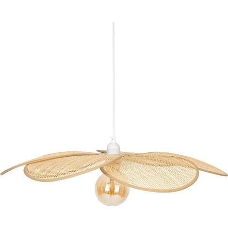 Suspension pétale en bambou – Diamètre 62 cm – Beige – Hauteur réglable – Lumière douce et naturelle pour salon, chambre ou salle à manger (1/3)
