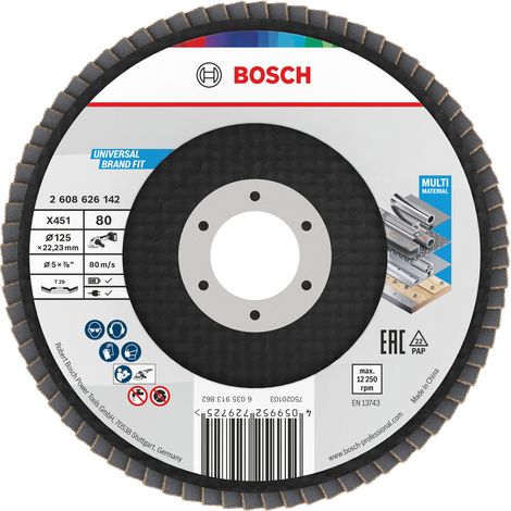 Bosch Flaps discs X451 Flap Disc 125 x 22.23 mm G80 T29 15 pcs 2608626177 (1/5)