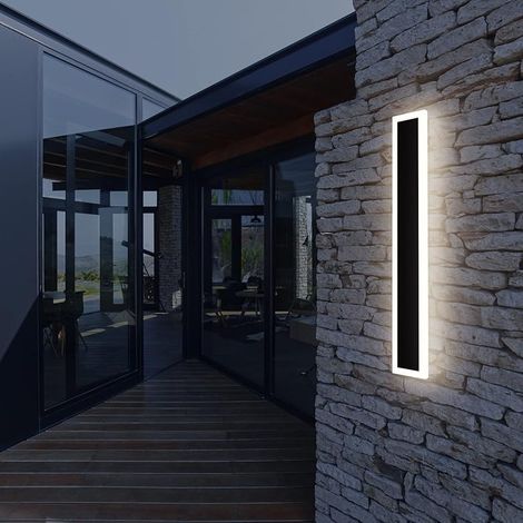 Aplique Mural Extérieur Interieur IP54 Noir 60CM/20W Longue Lampe Appliques Murales, LED Applique Murale Métal Acrylique Luminaire, Pour Salon Chambre Escalier Patio, Blanc Naturel 4500K (1/5)