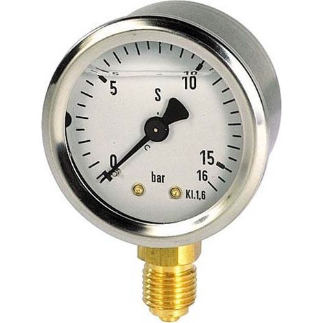 Jetly – Manomètre à bain de glycérine 63 mm – Pression max 6 bars – Raccord 1/4" BSP – Pour fluides gazeux et liquides non visqueux