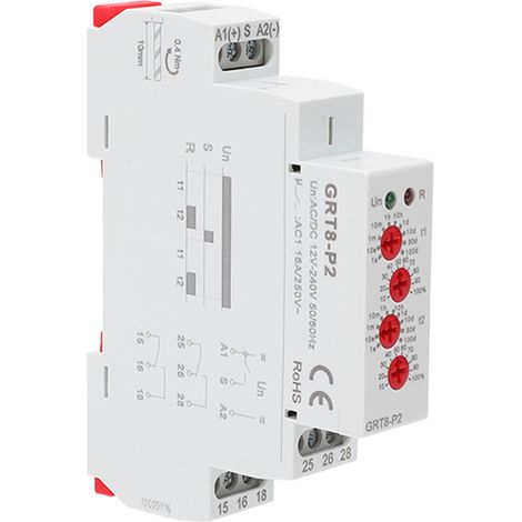 Mini-DIN-Schienen-Impulsverzögerungsrelais, flammhemmendes ABS-Gehäuse, AC/DC 12V-240V, kompakter Ausgangstimer (1/5)