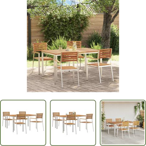 vidaXL Edelstahl Tisch -  Garten Essgruppe 5 pcs Braun Massivholz Akazie (1/5)