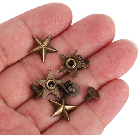 Clous rivets étoile décoration vêtements et chaussures bricolage avec vis 14mm bronze (1/5)