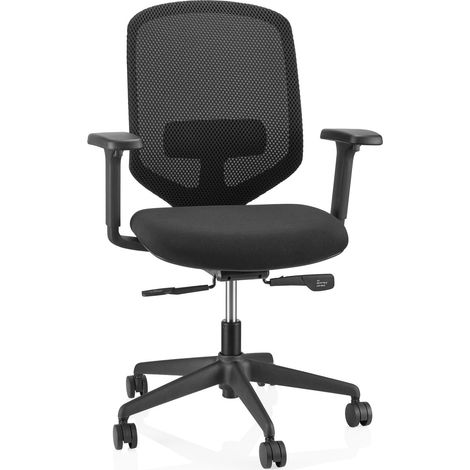 Bürostuhl / Drehstuhl Delvia Stoff / Netzstoff schwarz hjh OFFICE (1/5)