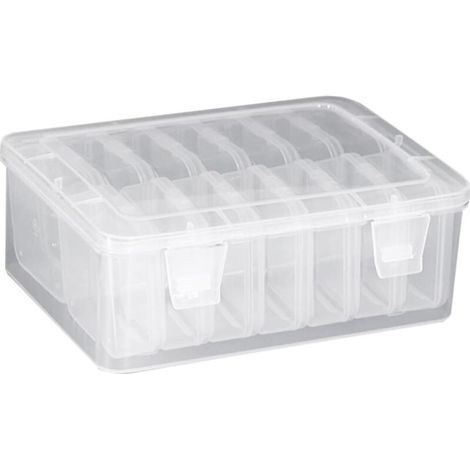 Ulisem 1 Set transparenter Aufbewahrungsboxen mit Deckel für Perlen, Zubehörbehälter, Kleinteile (1/4)