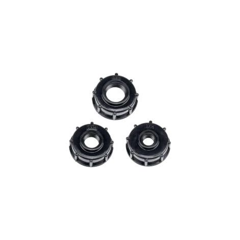 3-teiliges IBC-Ablassbehälter-Adapterset, S60 x 6 Kunststoff-Wassertankdeckeladapter, IBC-Adapterfittings, 1/2", 3/4", 1 Zoll dicke Gewindebohrer, Schwarz – Crezuo (1/4)