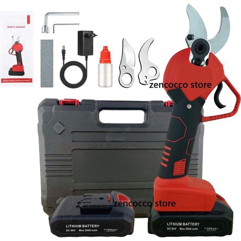 Forbice da potatura Cesoia elettrica 2 Batterie litio 96V 2.0Ah doppio Taglio 3cm/4,5cm con valigia (1/5)