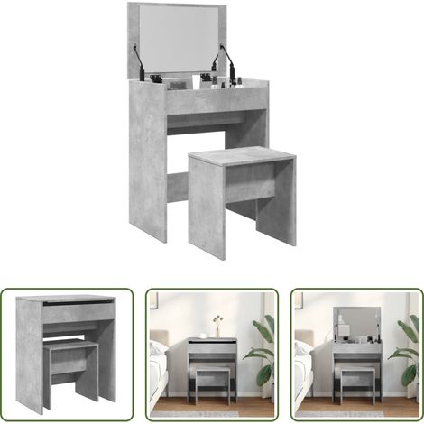Tabouret - Coiffeuse et tabouret gris béton 60x40x113,5 cm (1/5)