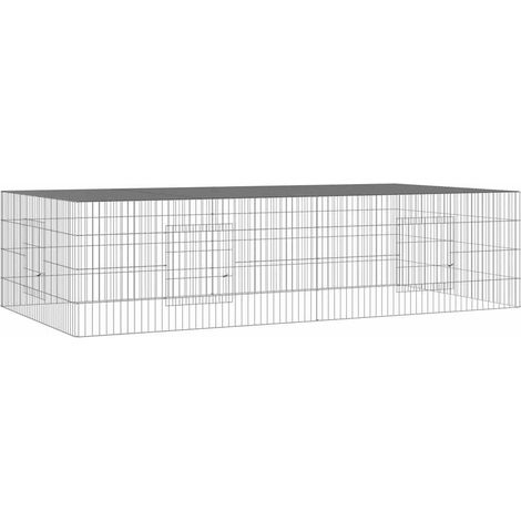 Maison Exclusive - Cage à lapin 2 panneaux 220x110x55 cm Fer galvanisé (1/5)