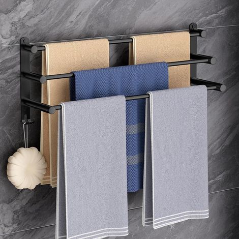 1 Porte-serviettes,Acier inoxydable SUS304,Design 3 niveaux,Noir,Salle de bain,Cuisine (1/5)