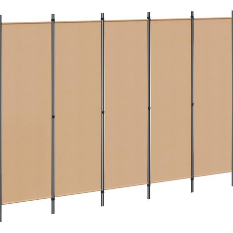 5-Panel Room Divider Beige 250 x 180 cm Fabric vidaXL