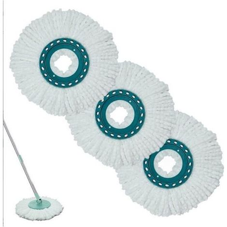 Set di 3 testine di ricambio per mocio a disco Leifheit Clean Twist,realizzate in microfibra altamente assorbente (1/2)