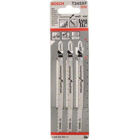 Bosch PRO Multi Material thick and thin T345XF Stichsägeblatt, 132 mm, 3 Stück