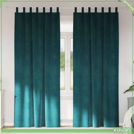 4107222 Rideaux occultants 2 pcs Vert foncé 140 x 260 cm Velours (1/5)