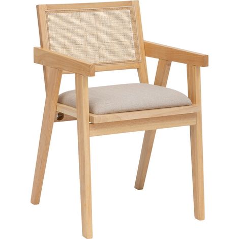 Fauteuil de salle à manger en bois hévéa coloris Beige - Longueur 50,5 x Profondeur 52,5 x Hauteur 81 cm (1/4)