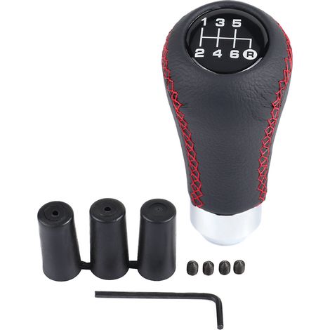 Pomello cambio universale per auto a 6 velocità, leva cambio in PU con 3 tubi rossi (1/5)
