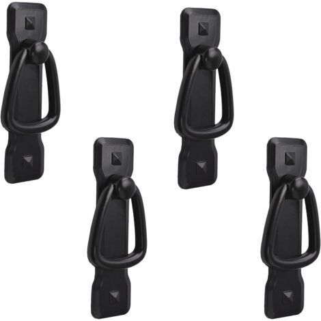 Lot de 4 poignées de porte vintage noires pour armoire de cuisine, placard, commode, tiroir 95 x 25 mm (1/5)